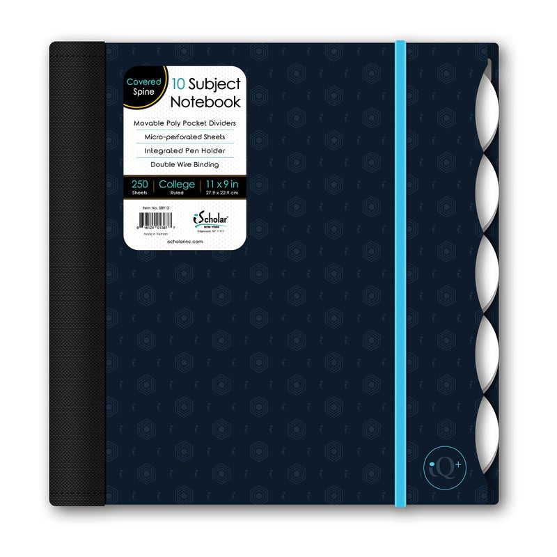 iScholar ""iScholar iQ Poly Fashion Cover 10 Subject Notebook  College Ruled  11"""" x 8.5""""  250 Sheets  Designs Will Vary (58912)""  fashion print dark - Image 1